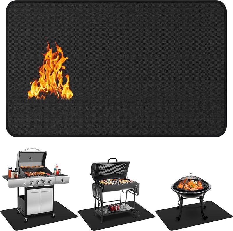 Protebox 48 x 30 inch Under Grill Mats for Outdoor Grill, Double-Sided Fireproof Deck and Patio Protector Mat, Waterproof Oil-Proof BBQ Floor Pad Indoor Fire Pit Fireplace Mat - Image 1